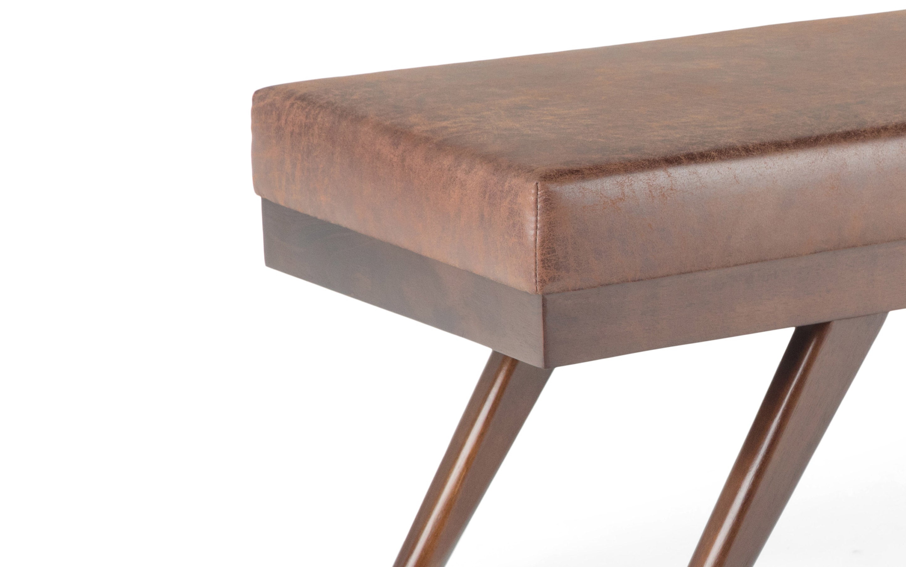 Chanelle Ottoman Bench in Distressed Umber Brown