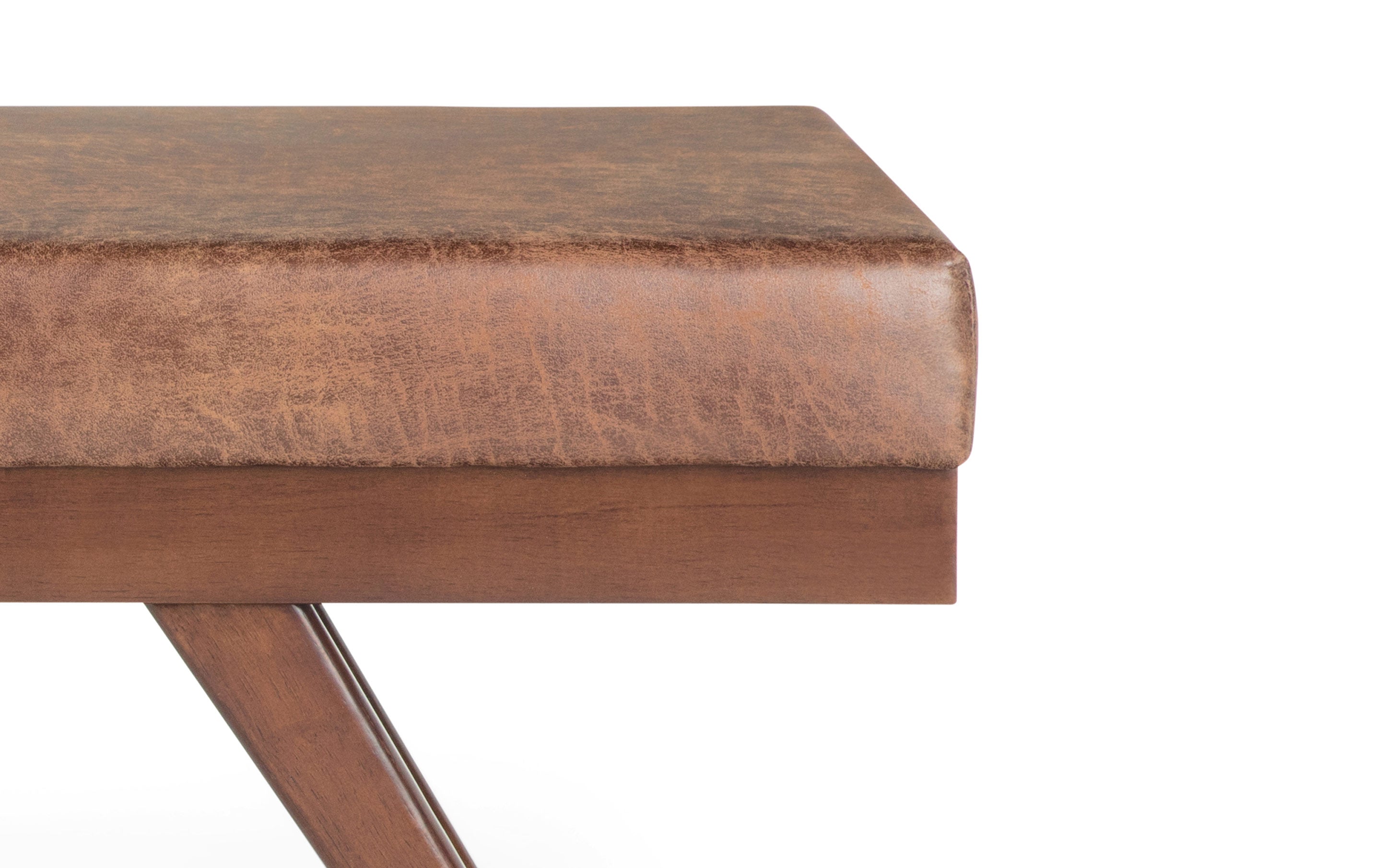 Chanelle Ottoman Bench in Distressed Umber Brown