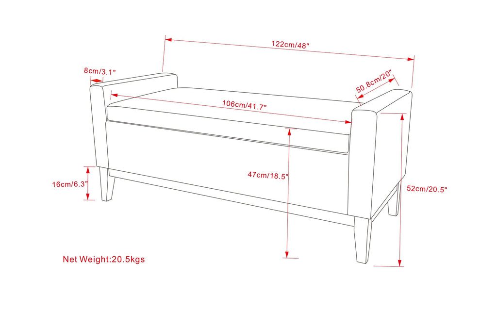 Amber Rectangular Storage Ottoman