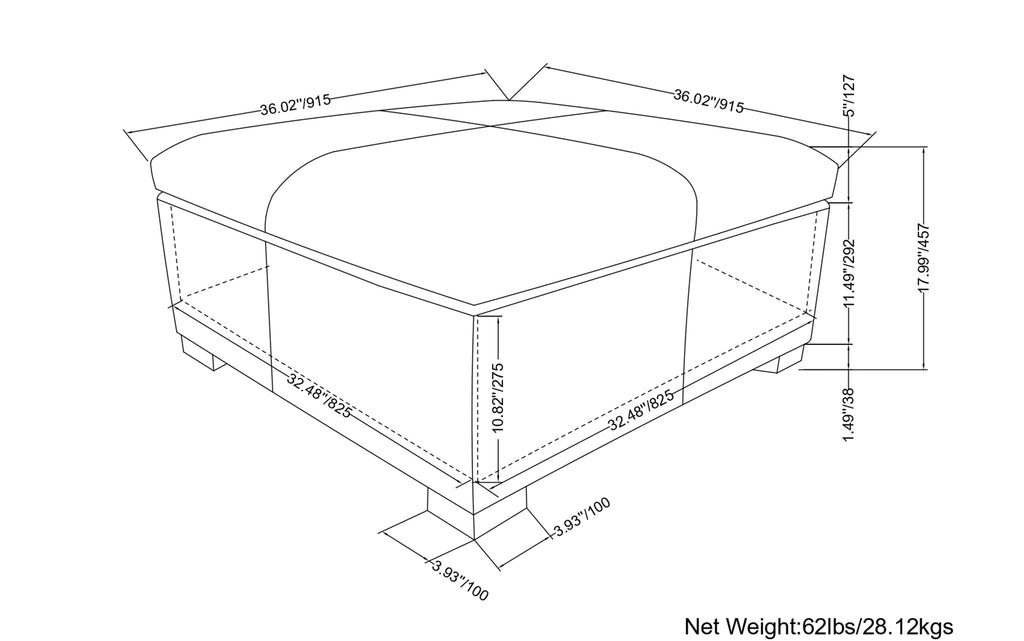 Gabbie Square Coffee Table Storage Ottoman