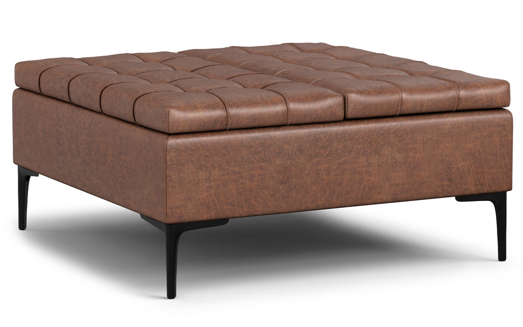 Laura Lift Top Storage Ottoman in Vegan Leather