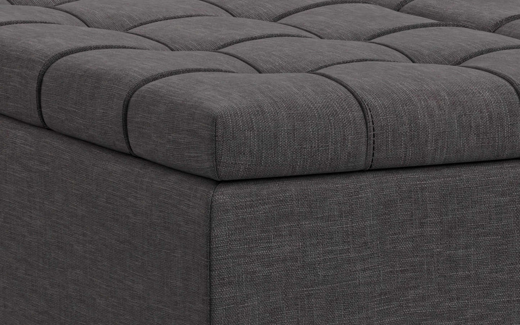 Laura Lift Top Storage Ottoman in Linen