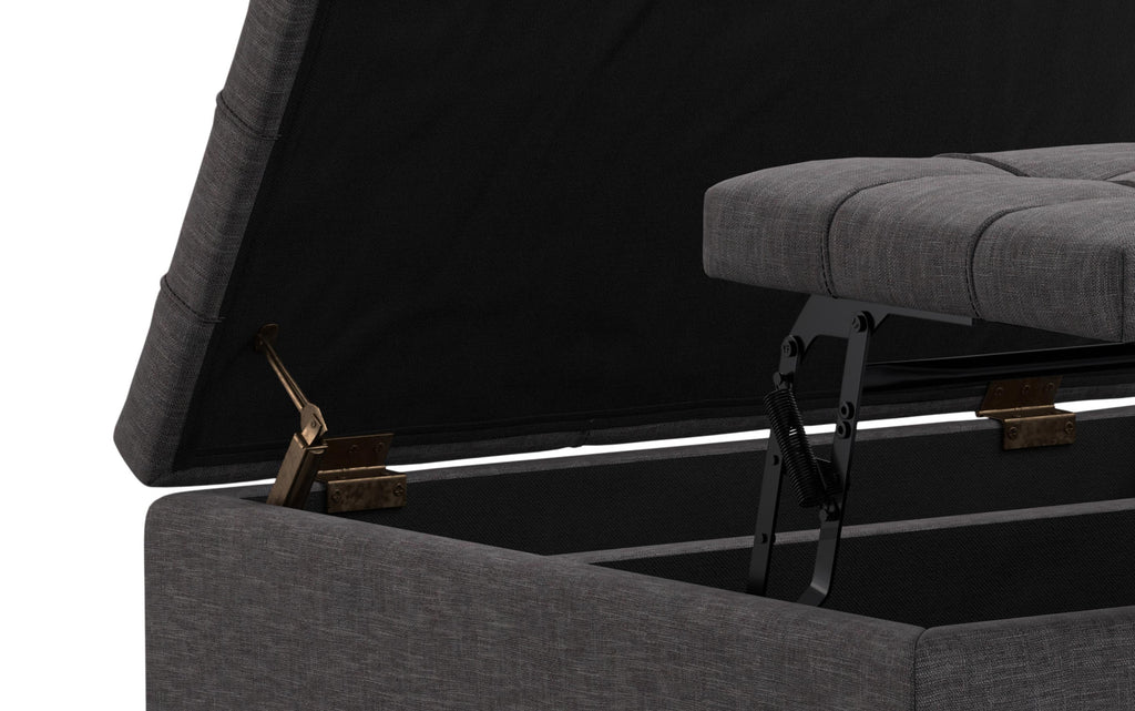 Laura Lift Top Storage Ottoman in Linen