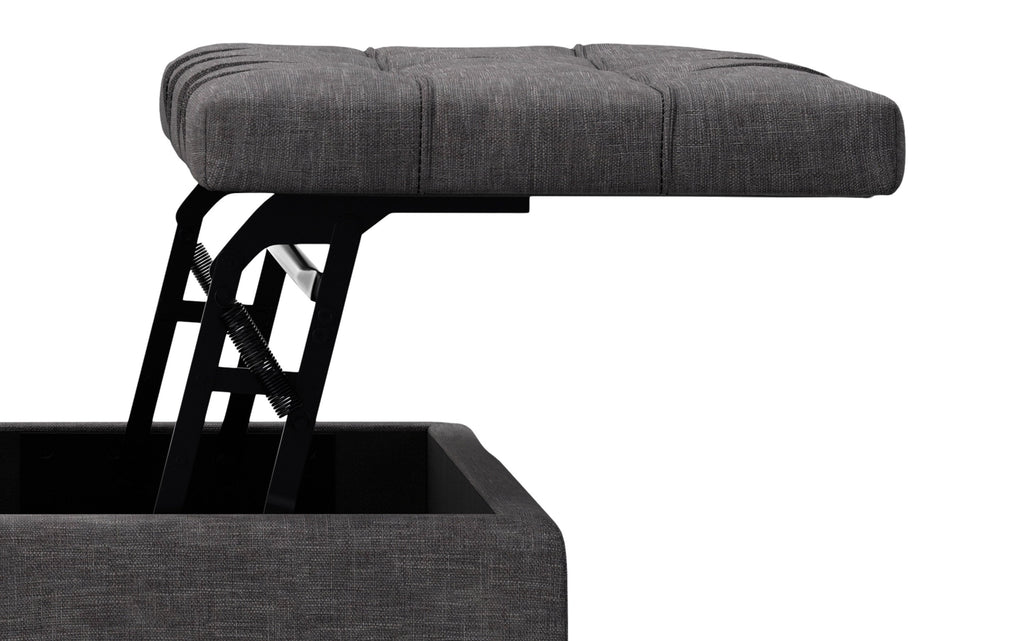 Laura Lift Top Storage Ottoman in Linen