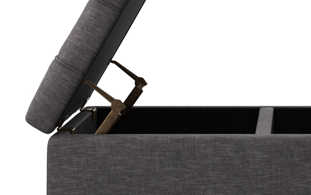 Laura Lift Top Storage Ottoman in Linen