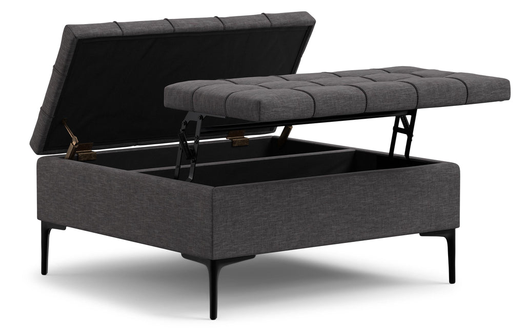 Laura Lift Top Storage Ottoman in Linen