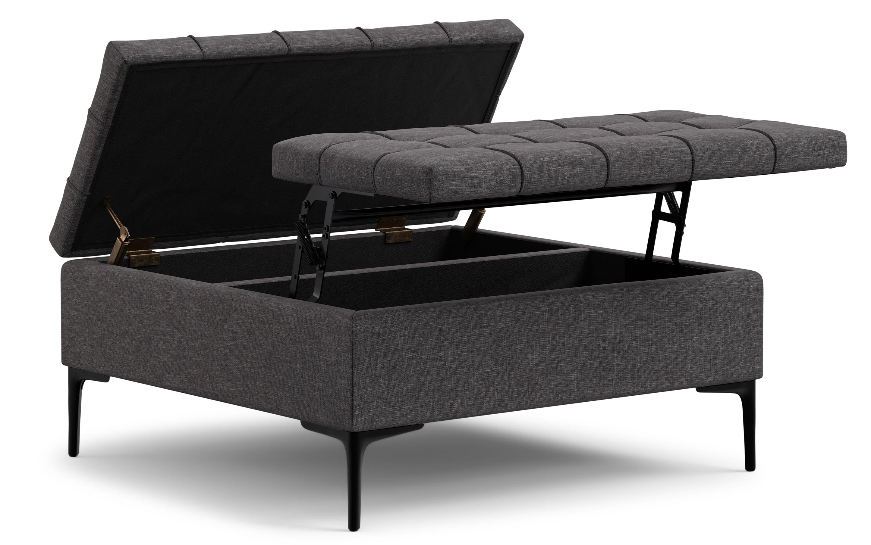 Laura Lift Top Storage Ottoman in Linen