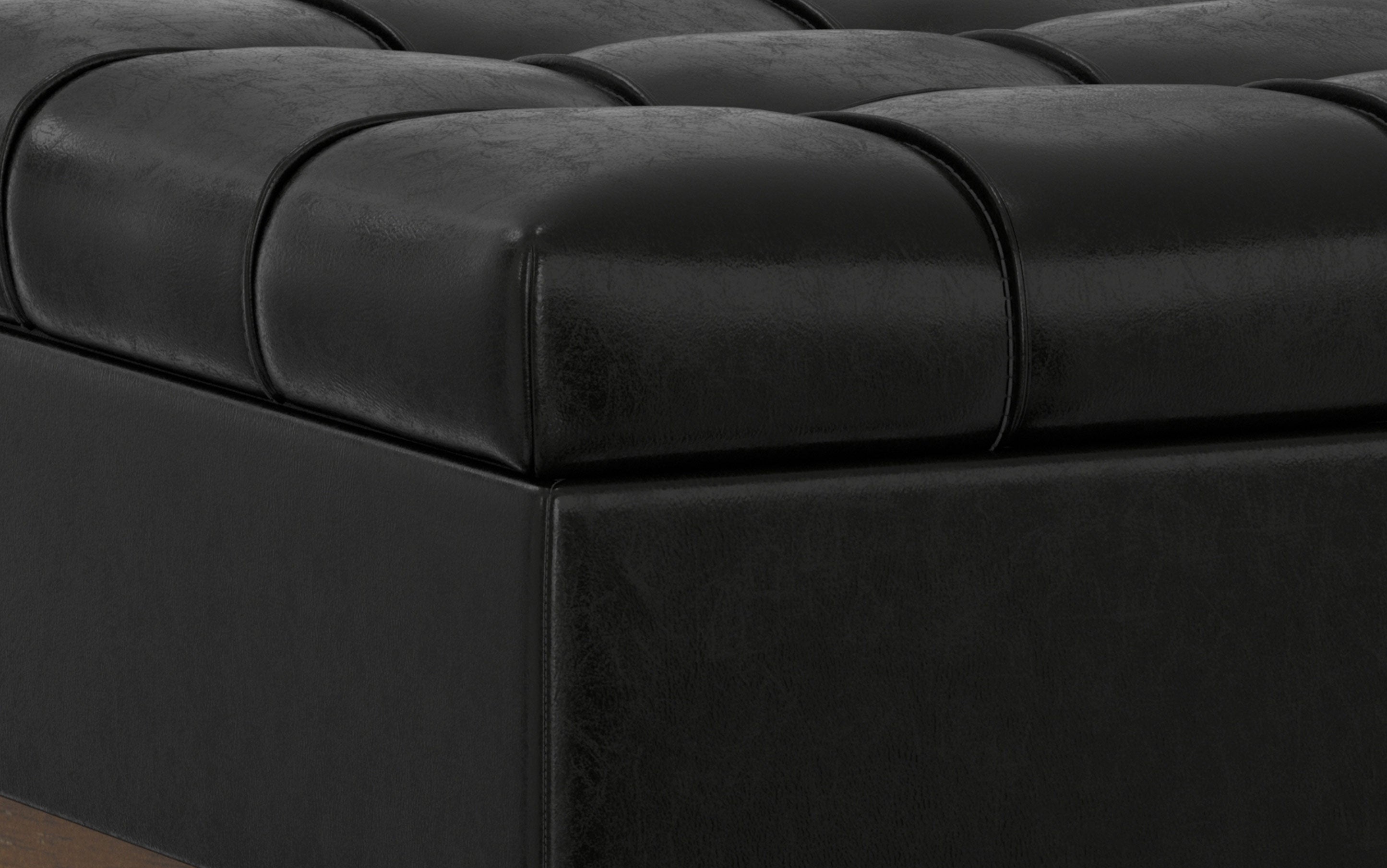 Mariah Coffee Table Storage Ottoman in Distressed Vegan Leather