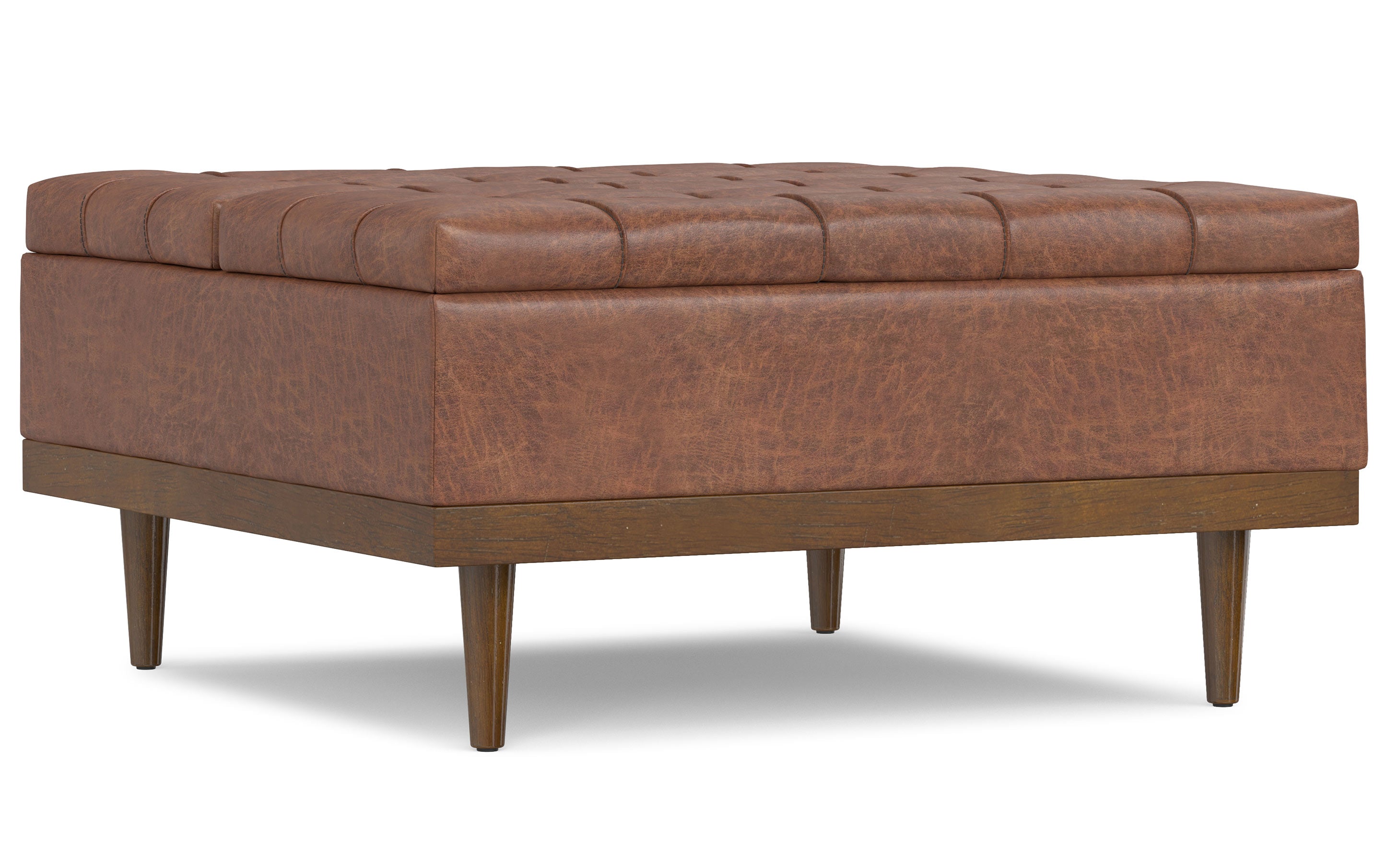 Mariah Lift Top Table Storage Ottoman in Distressed Vegan Leather