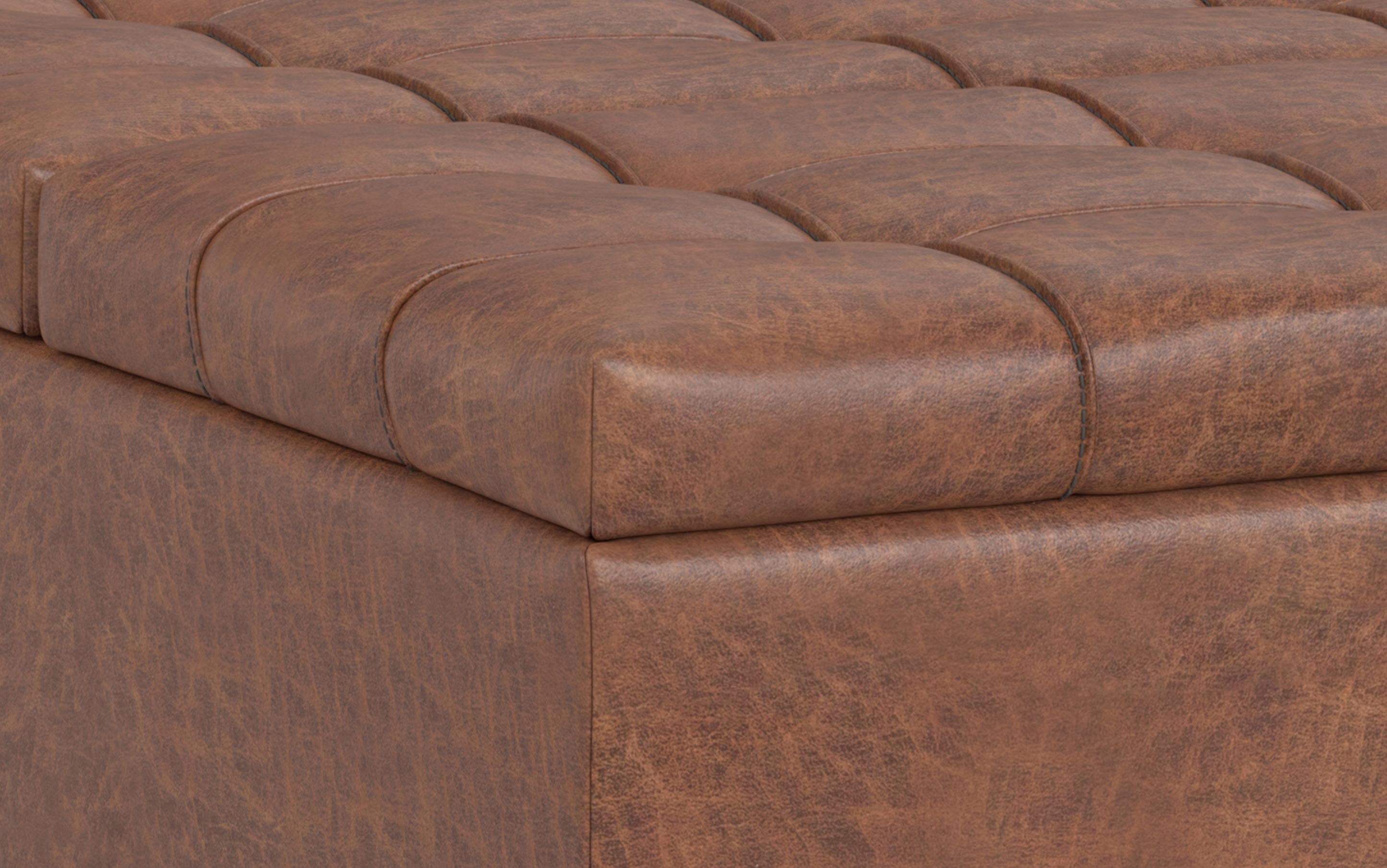 Mariah Lift Top Table Storage Ottoman in Distressed Vegan Leather