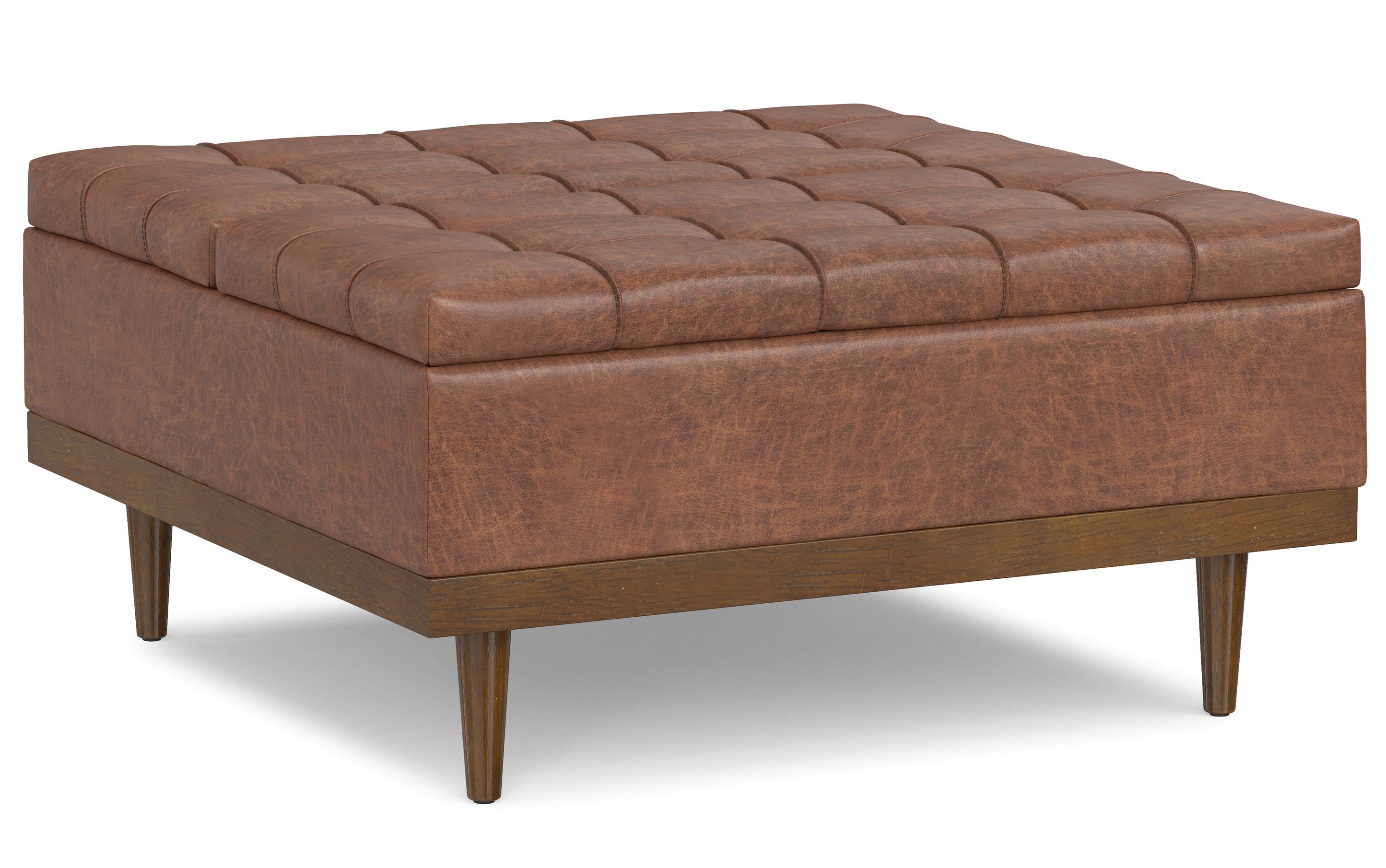 Mariah Lift Top Table Storage Ottoman in Distressed Vegan Leather