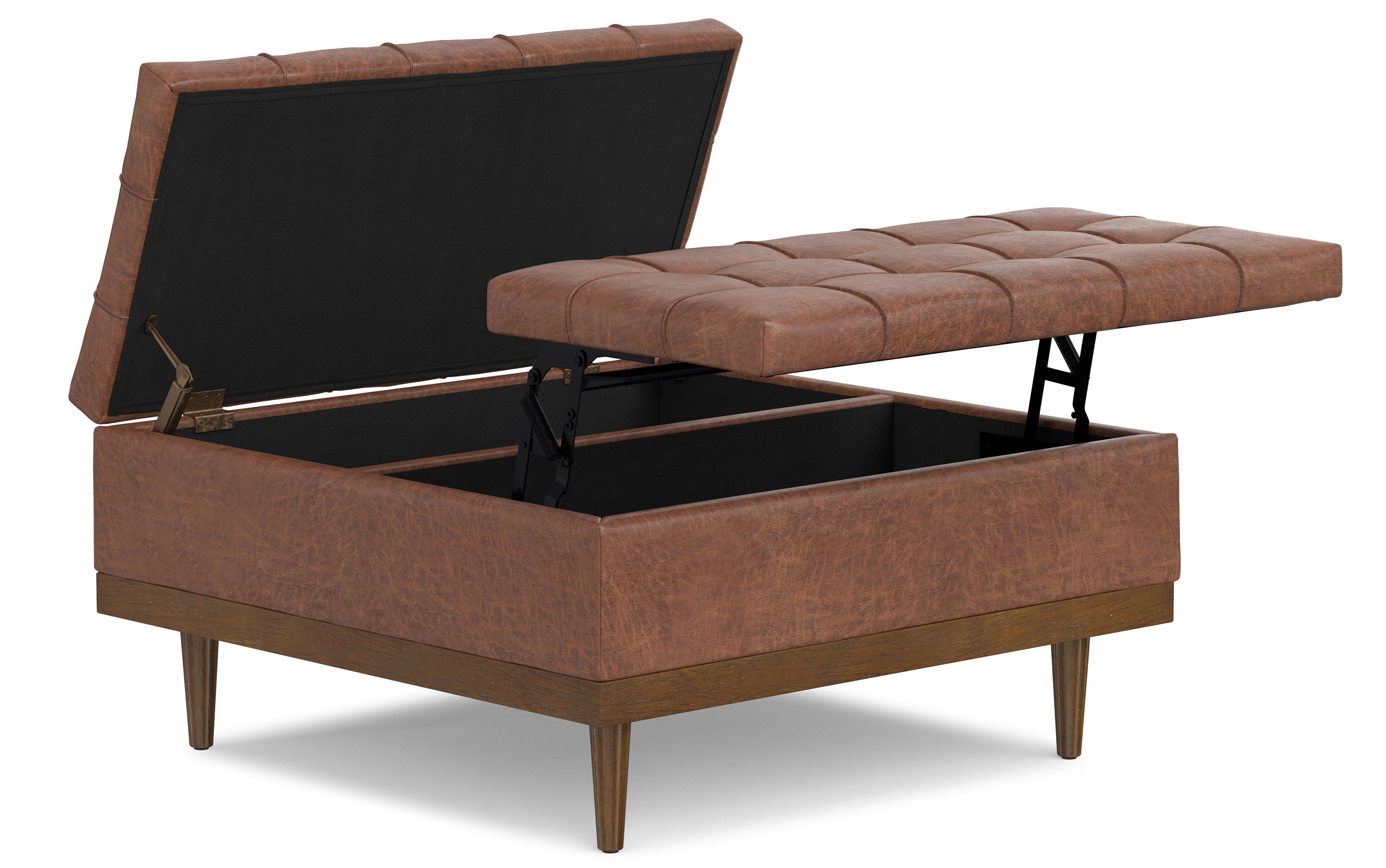 Mariah Lift Top Table Storage Ottoman in Distressed Vegan Leather