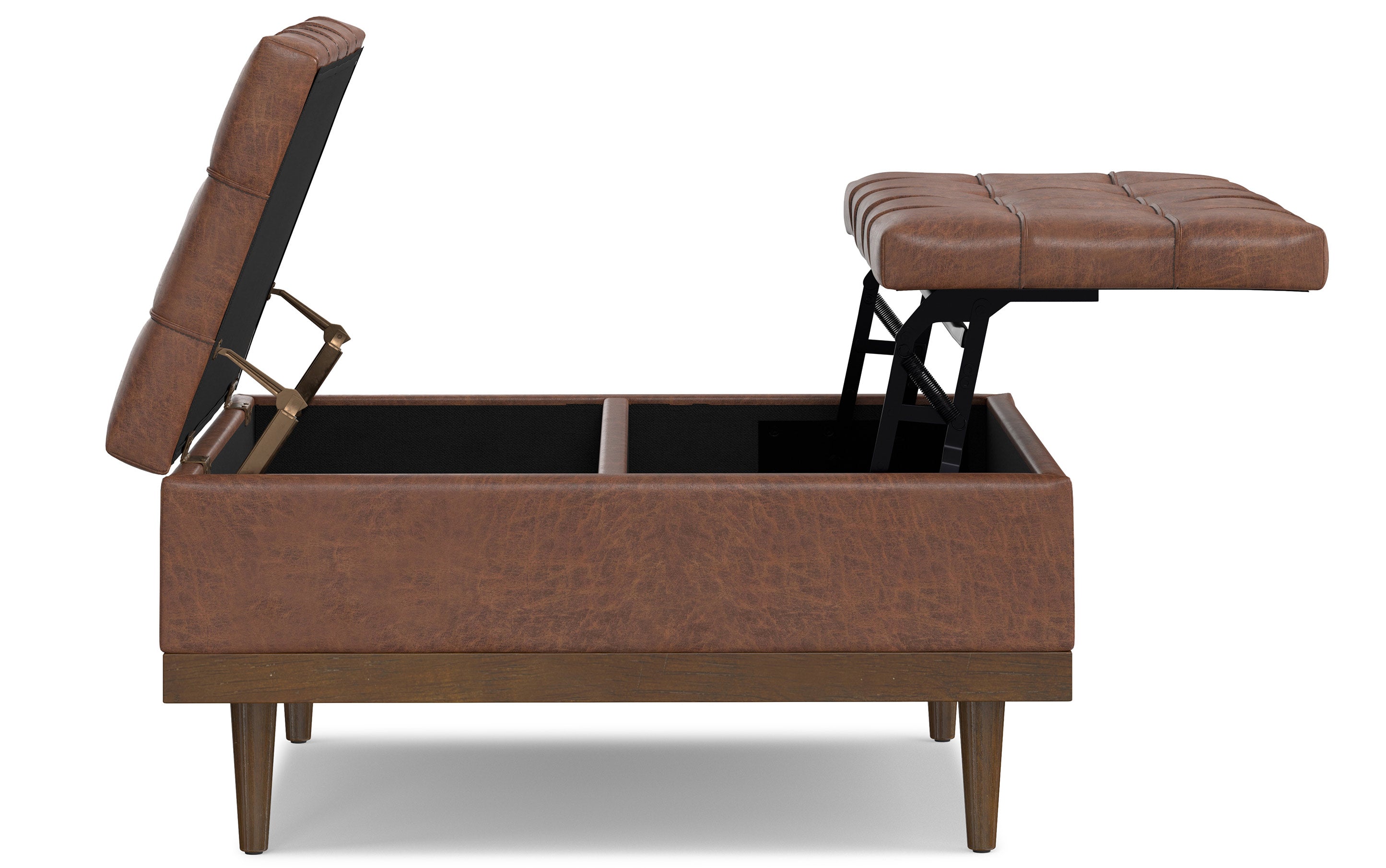 Mariah Lift Top Table Storage Ottoman in Distressed Vegan Leather