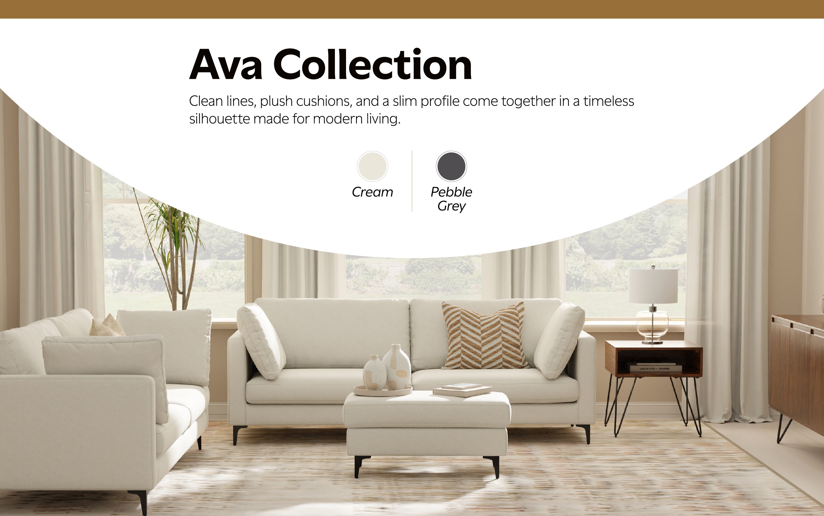 Ava Mid Century Ottoman