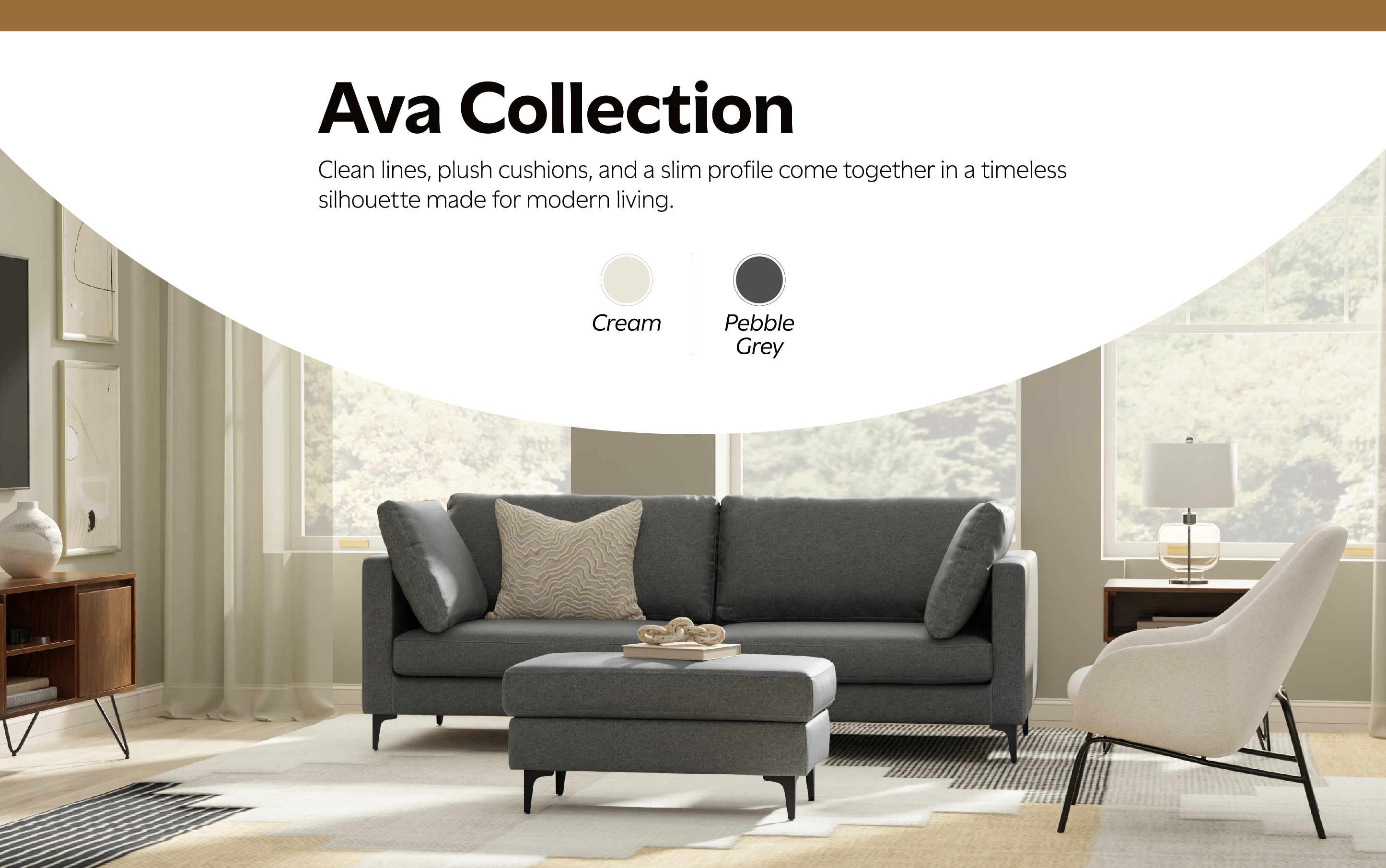 Ava Mid Century Ottoman