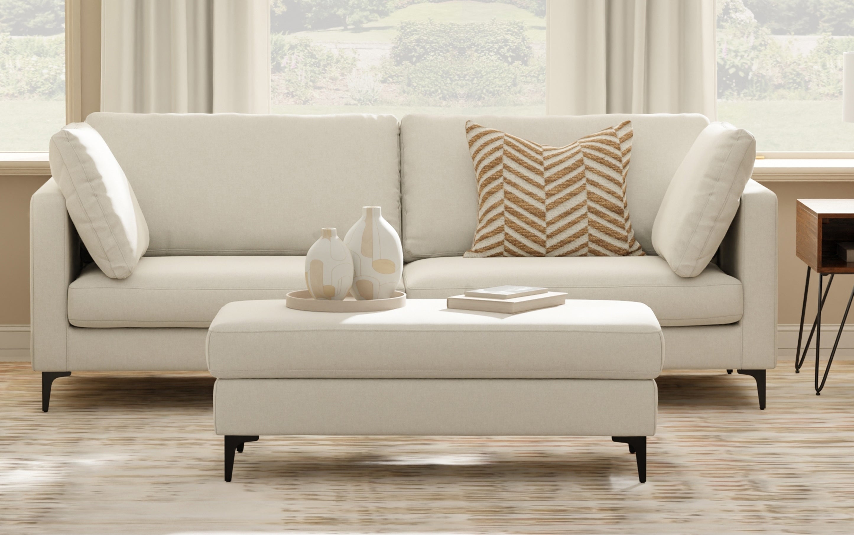 Ava Mid Century Ottoman Bench