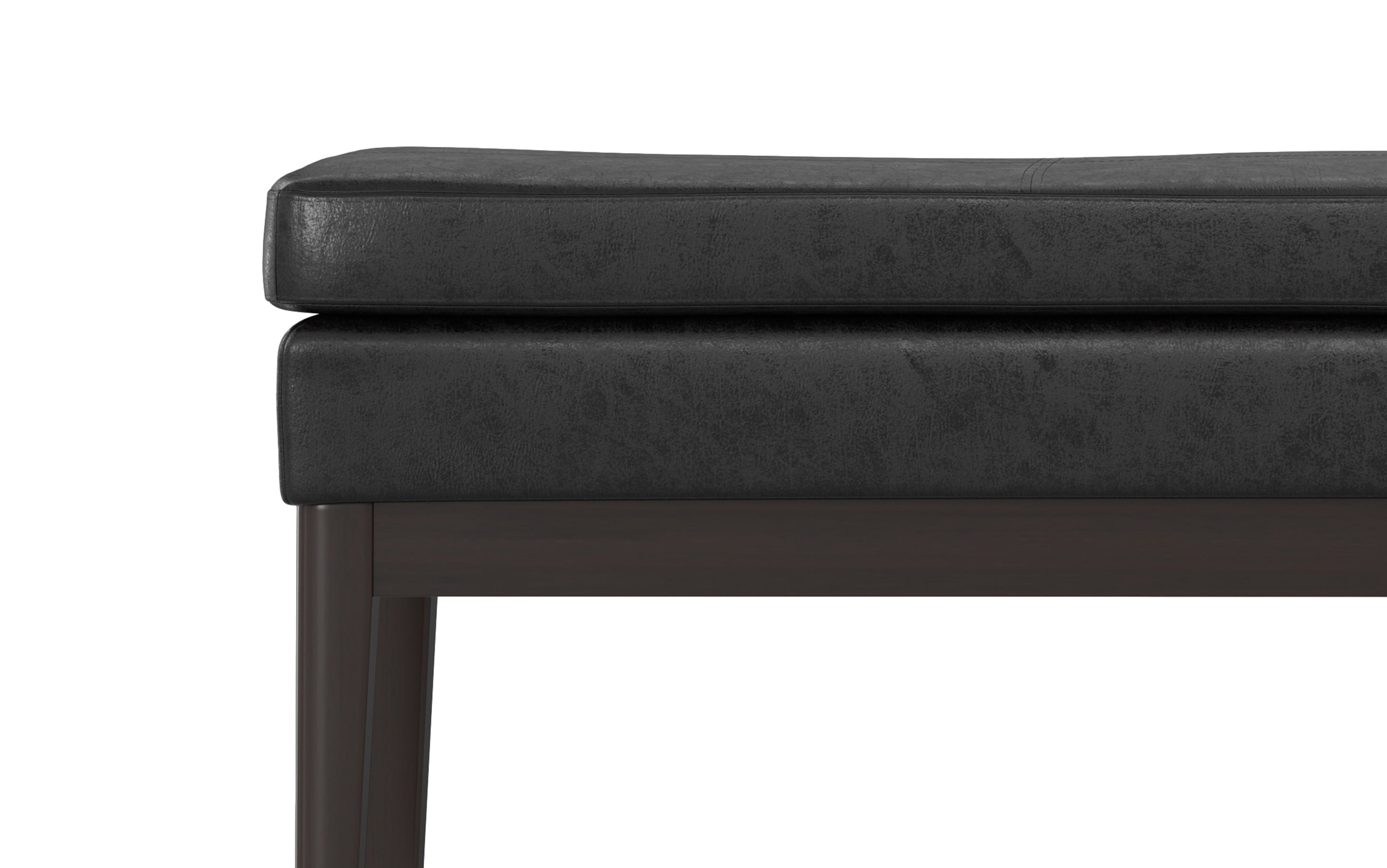 Carlson Ottoman Bench in Distressed Vegan Leather