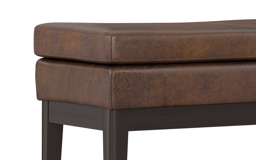 Carlson Ottoman Bench in Distressed Vegan Leather