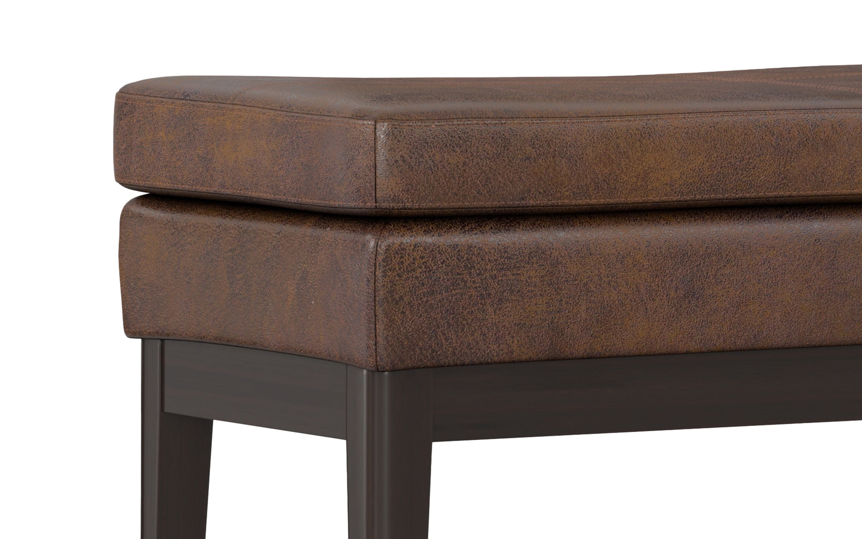 Carlson Ottoman Bench in Distressed Vegan Leather