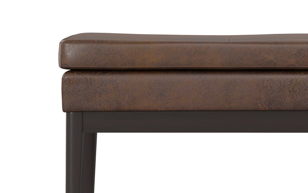 Carlson Ottoman Bench in Distressed Vegan Leather
