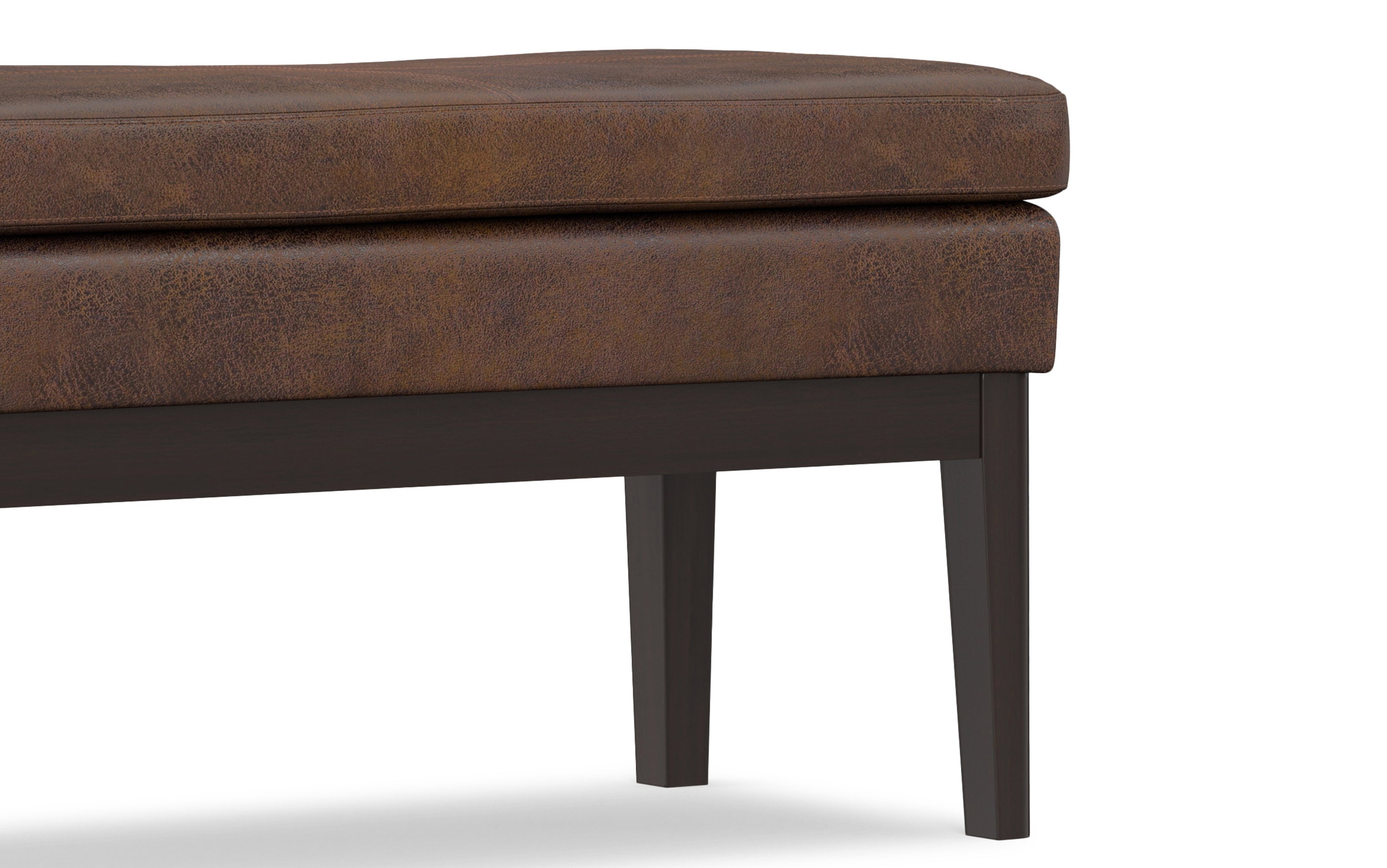 Carlson Ottoman Bench in Distressed Vegan Leather