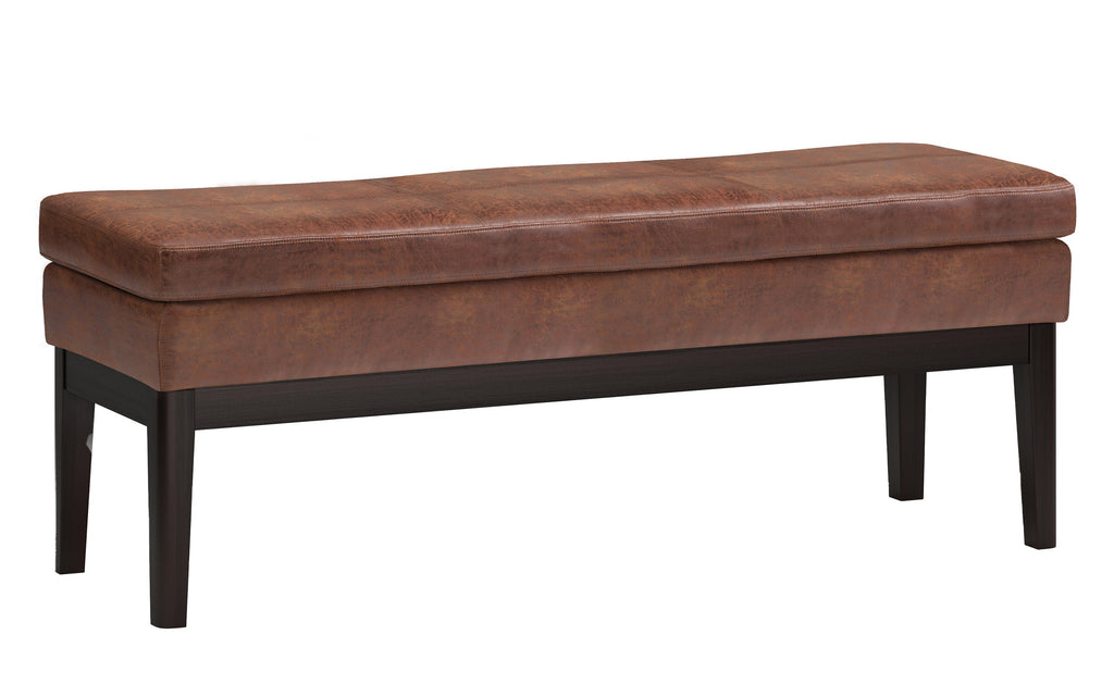 Carlson Ottoman Bench in Distressed Saddle Brown