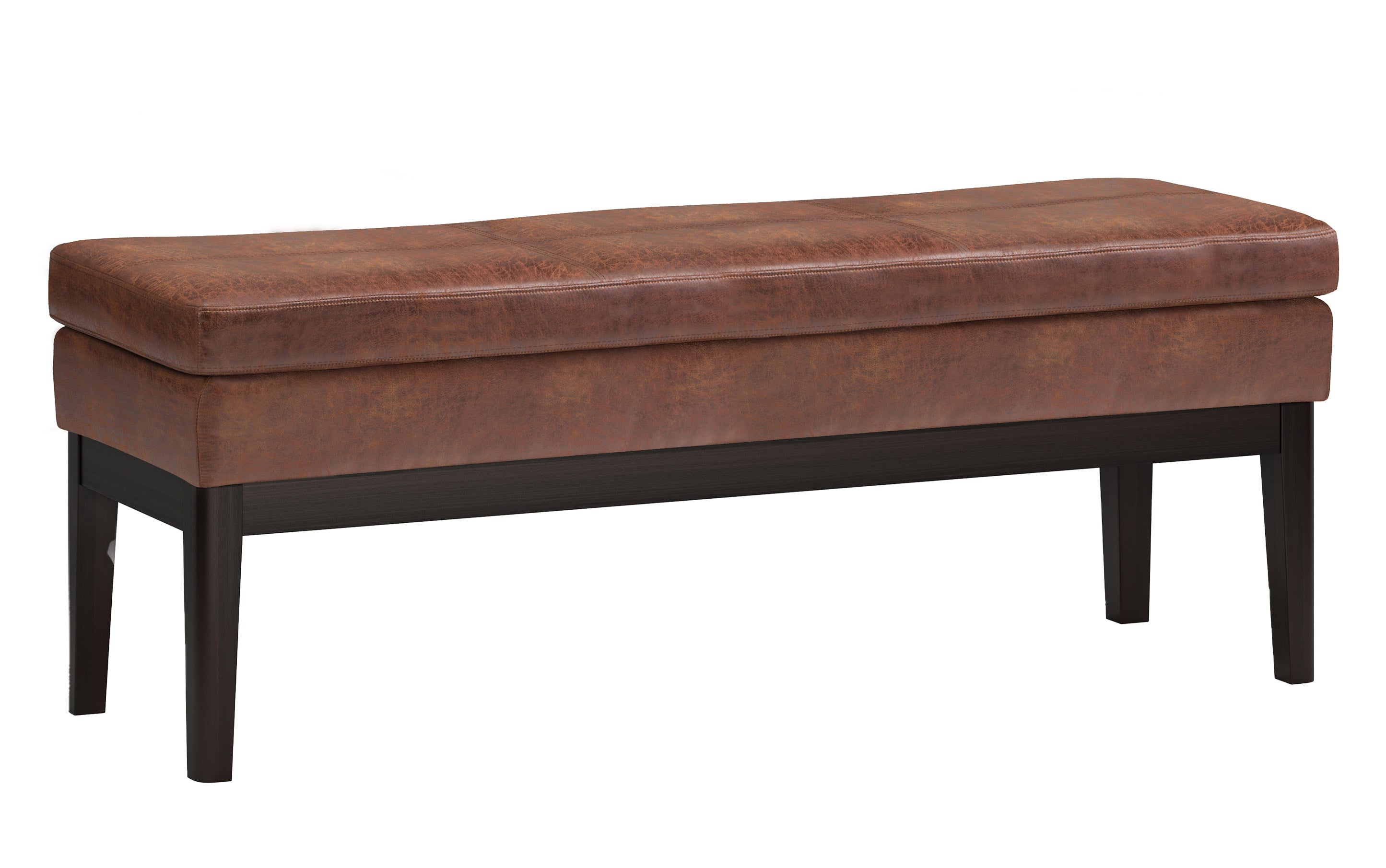 Carlson Ottoman Bench in Distressed Saddle Brown