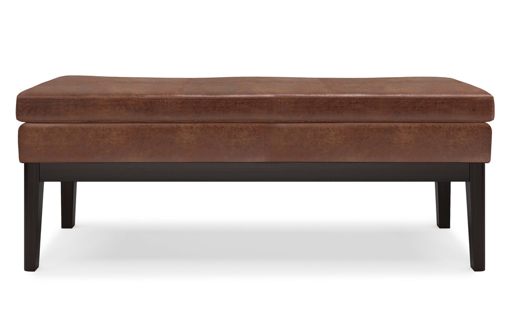 Carlson Ottoman Bench in Distressed Saddle Brown