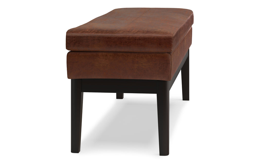 Carlson Ottoman Bench in Distressed Saddle Brown