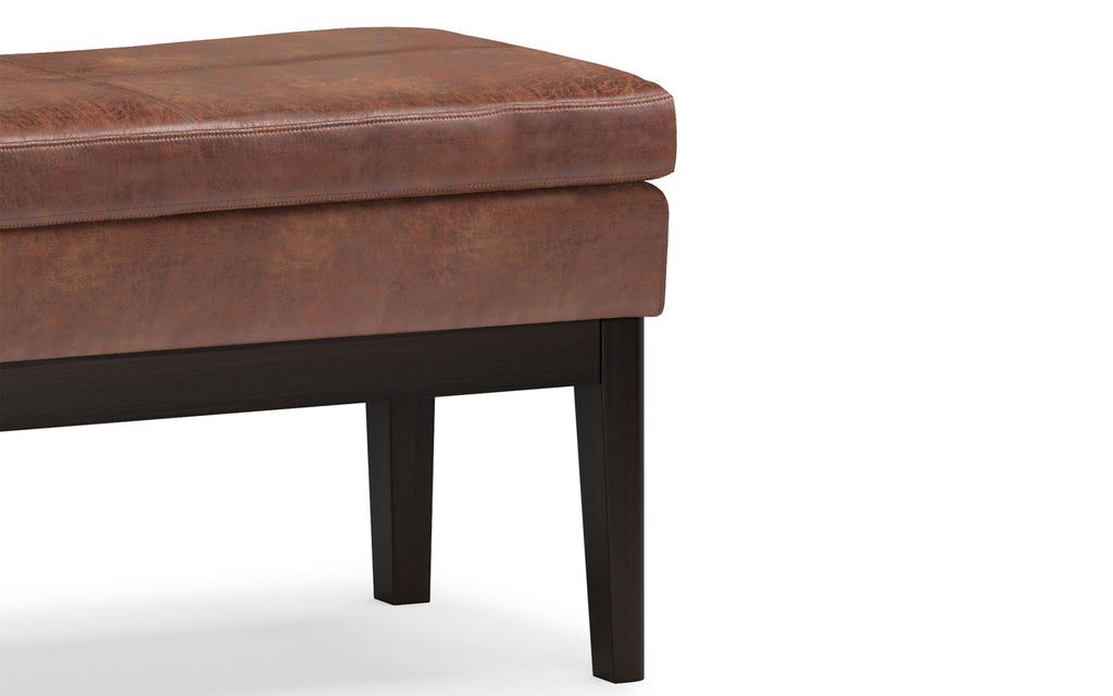 Carlson Ottoman Bench in Distressed Saddle Brown