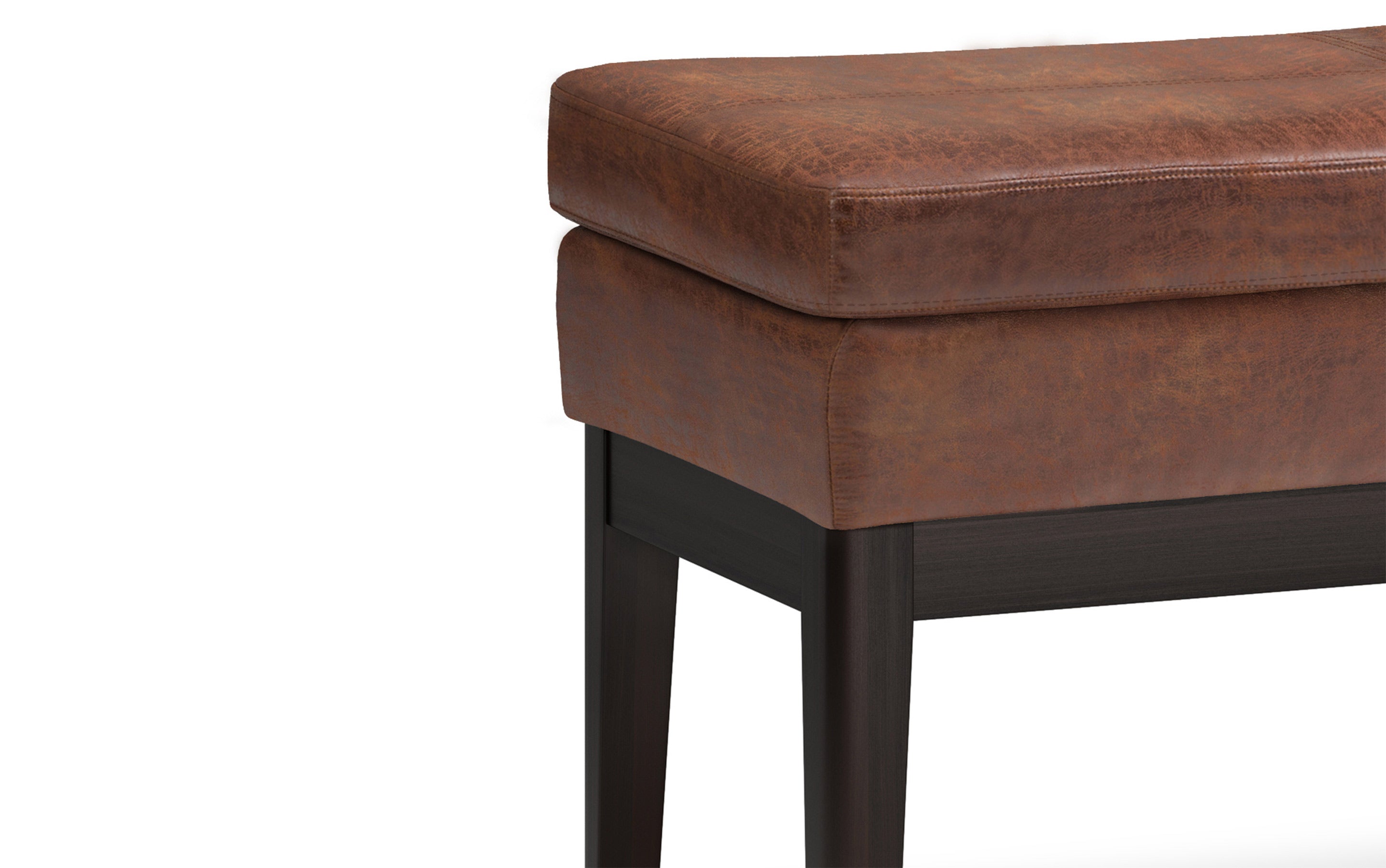 Carlson Ottoman Bench in Distressed Saddle Brown