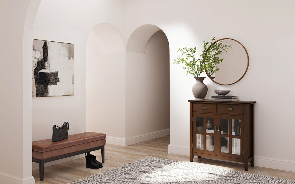 Carlson Ottoman Bench in Distressed Saddle Brown