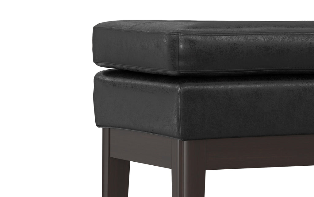 Carlson Small Ottoman Bench Distressed Vegan Leather