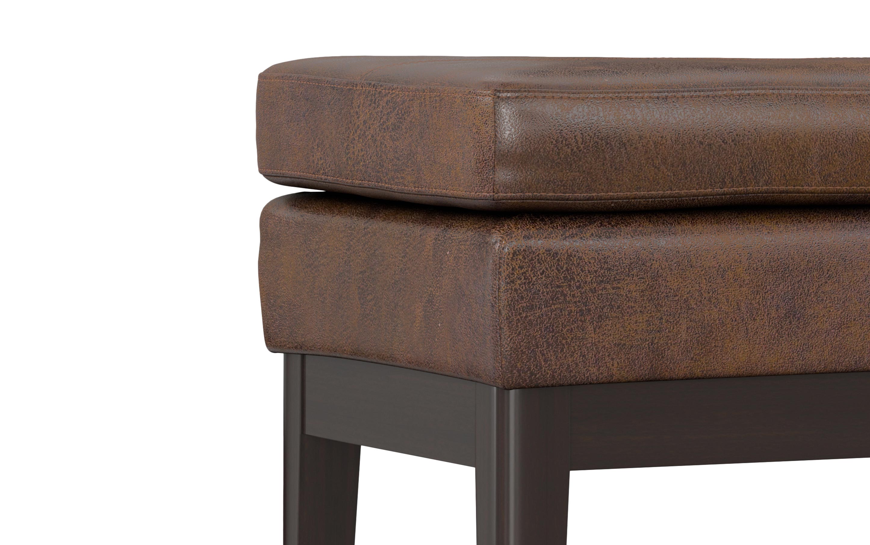 Carlson Small Ottoman Bench in Distressed Chestnut Brown