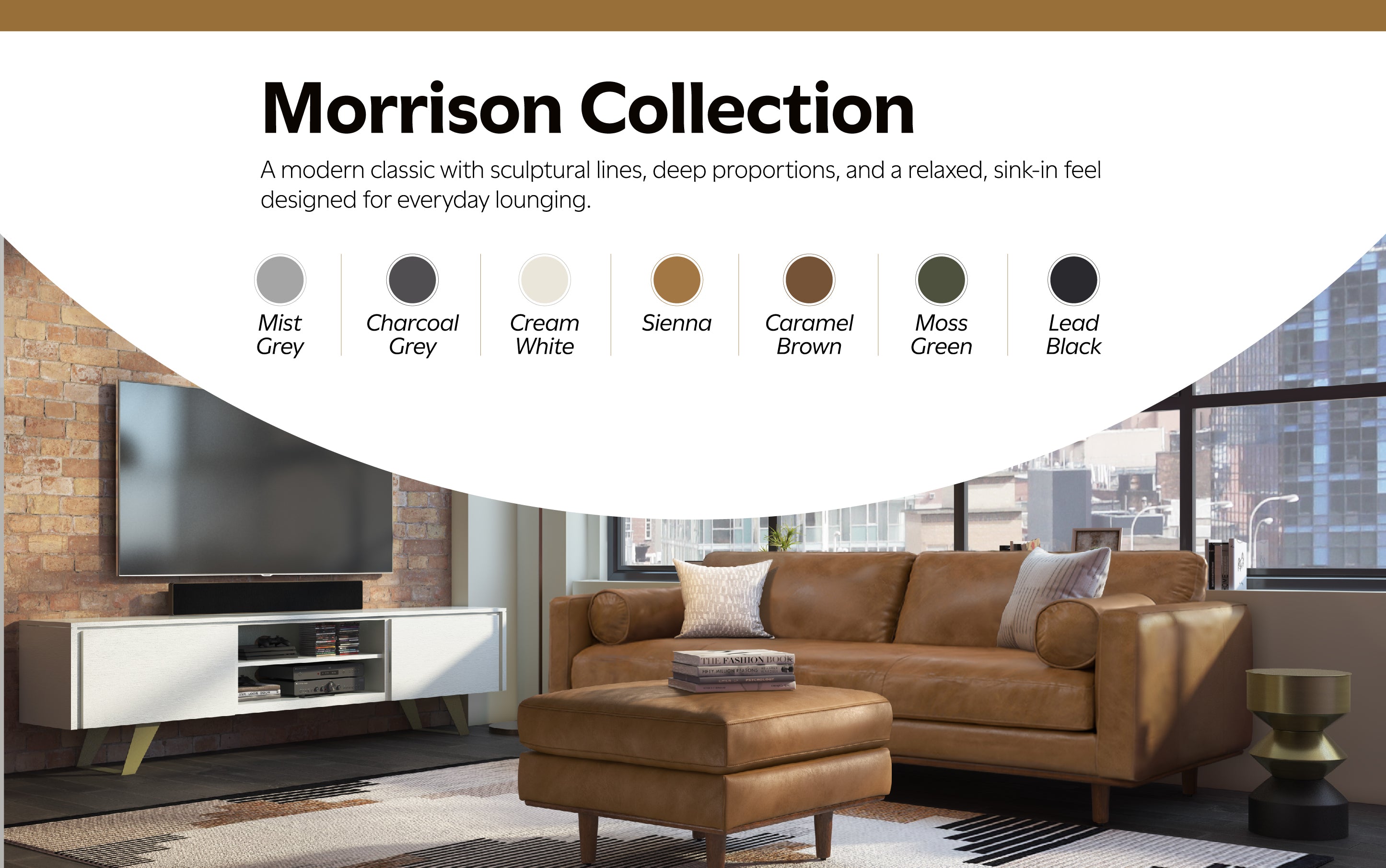 Morrison Ottoman in Genuine Top Grain Leather