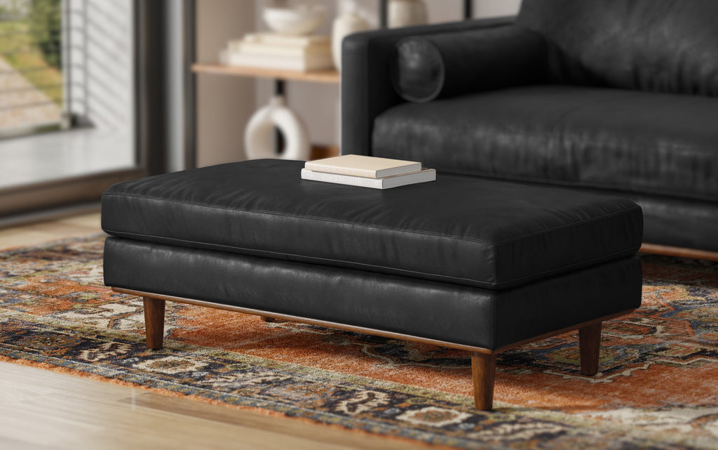 Morrison Large Rectangular Ottoman in Genuine Leather