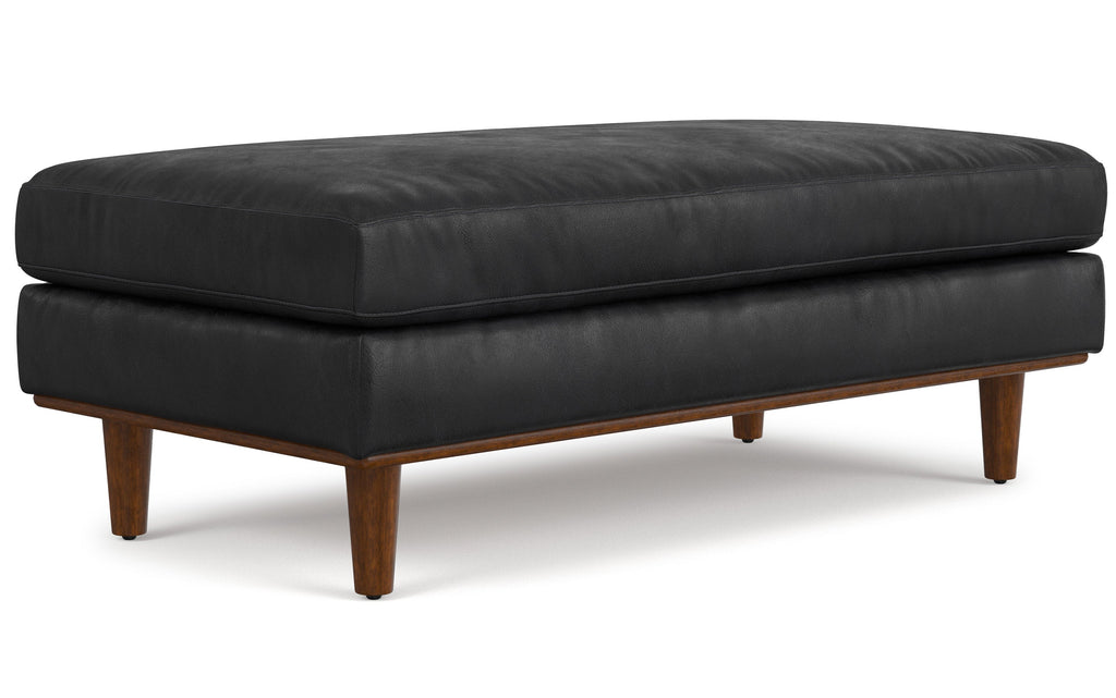Morrison Large Rectangular Ottoman in Genuine Leather