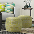 Bayley Pouf in Muted Yellow and Natural