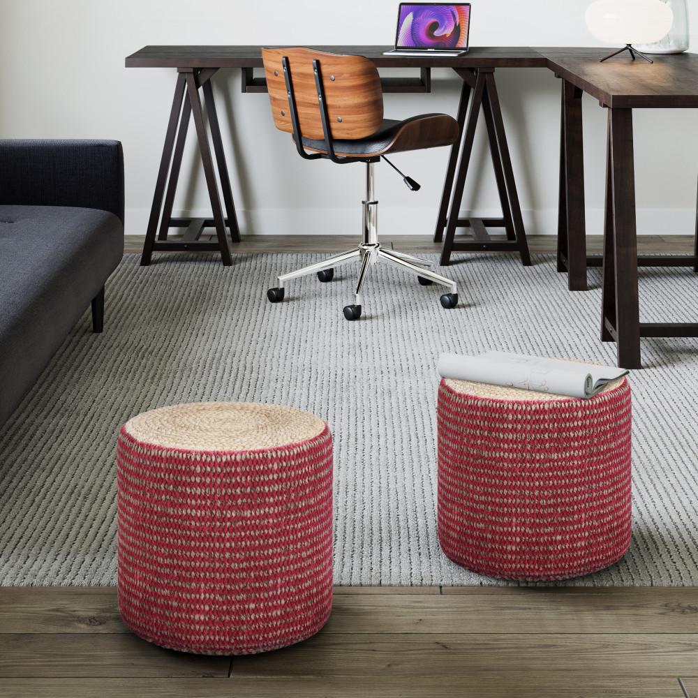 Larissa Pouf in Natural and Maroon