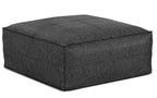 Brody Large Square Coffee Table Pouf in Distressed Vegan Leather