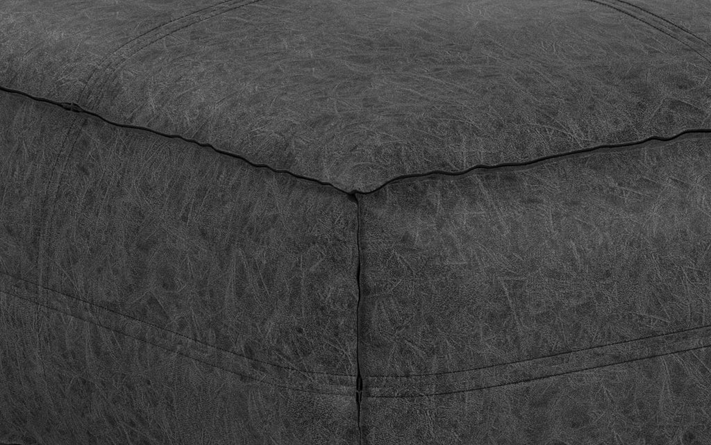 Brody Large Square Coffee Table Pouf in Distressed Vegan Leather