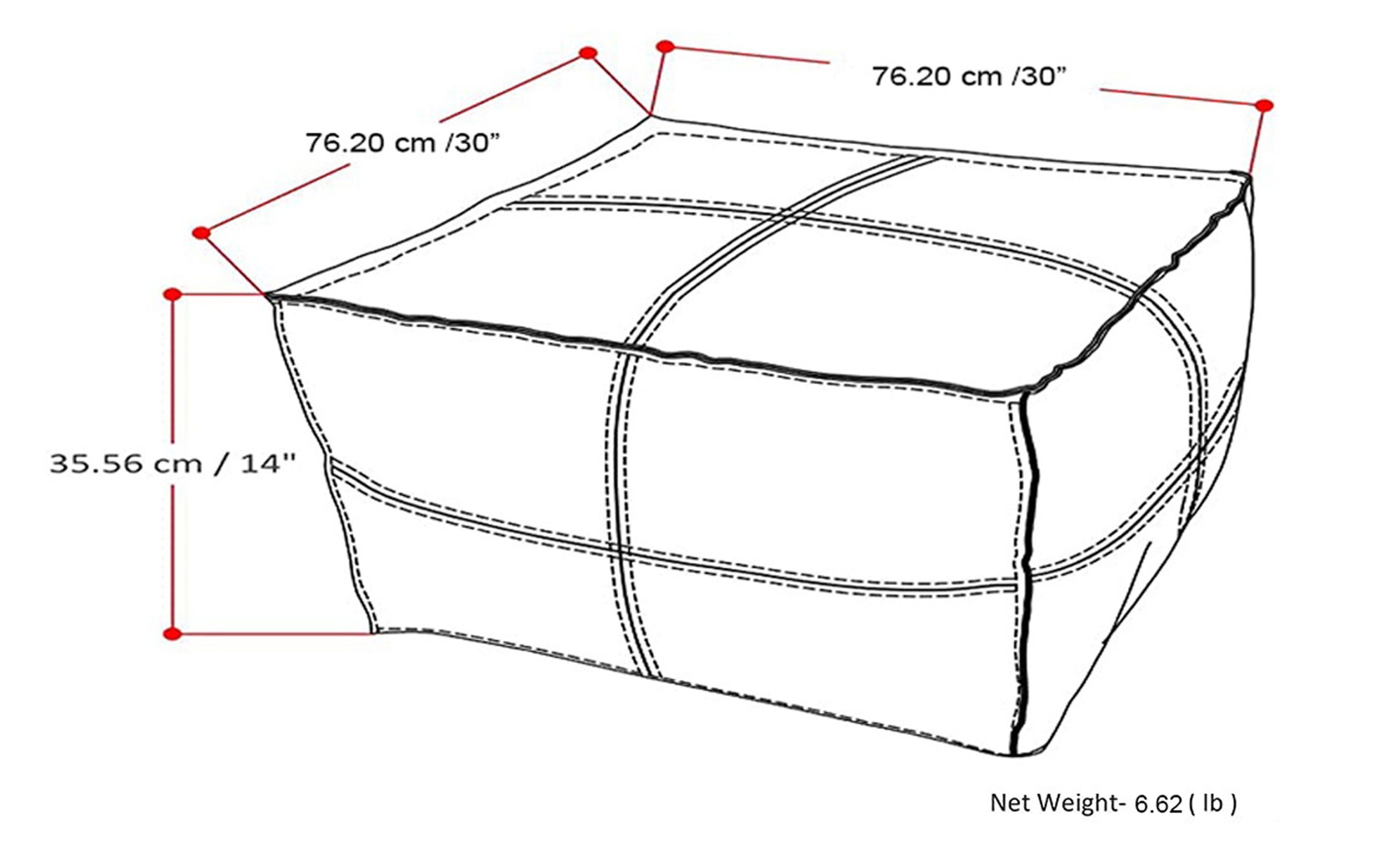 Brody Large Square Coffee Table Pouf in Distressed Vegan Leather