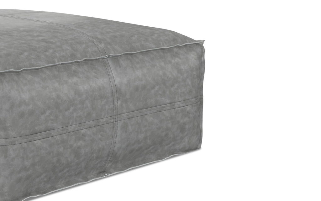Brody Large Square Coffee Table Pouf in Distressed Vegan Leather