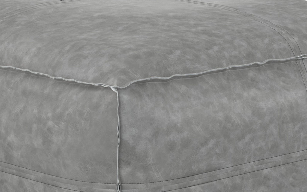 Brody Large Square Coffee Table Pouf in Distressed Vegan Leather