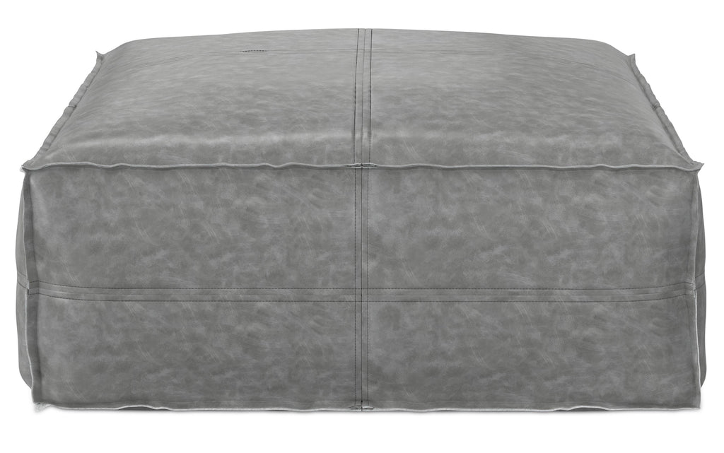 Brody Large Square Coffee Table Pouf in Distressed Vegan Leather