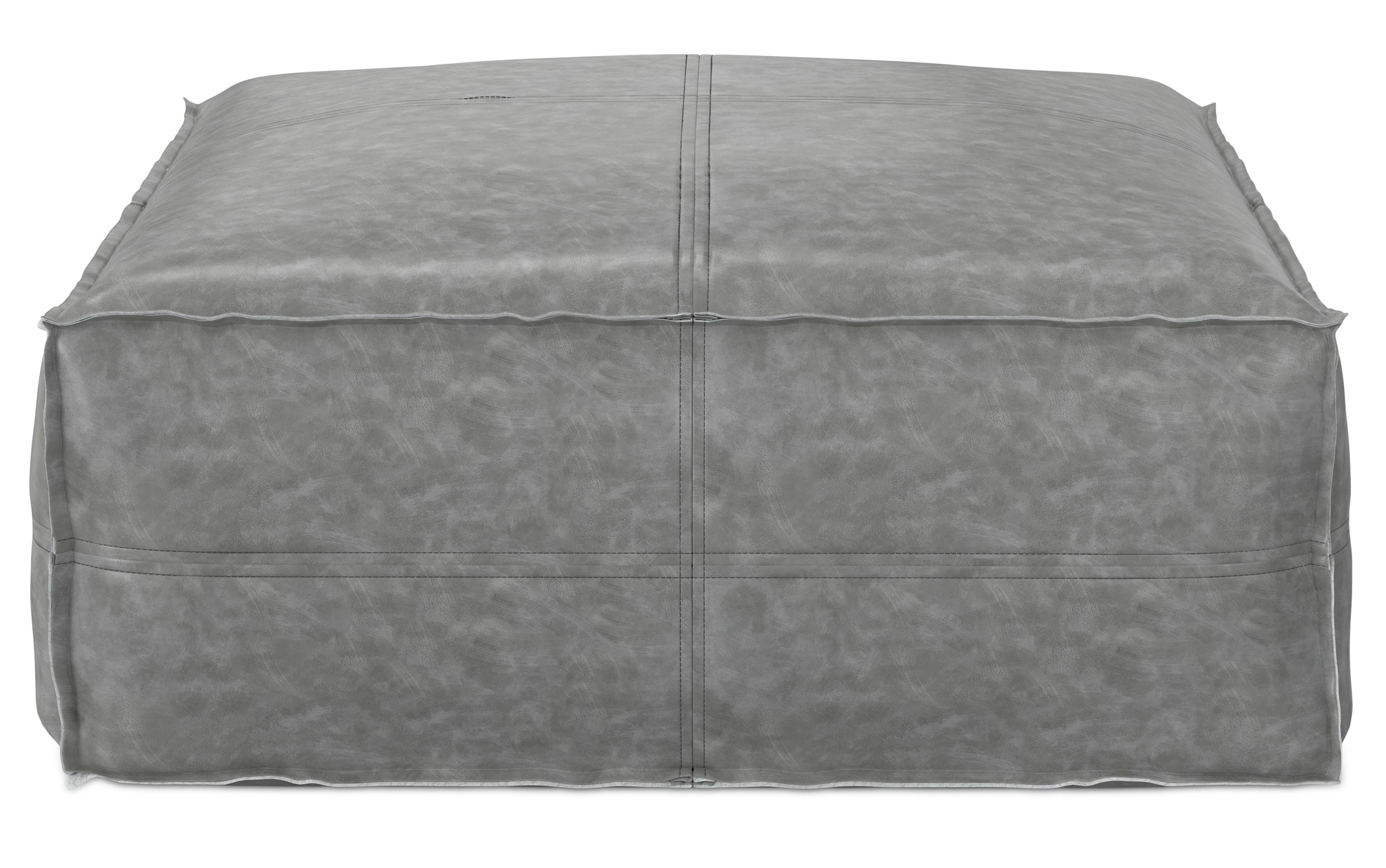 Brody Large Square Coffee Table Pouf in Distressed Vegan Leather