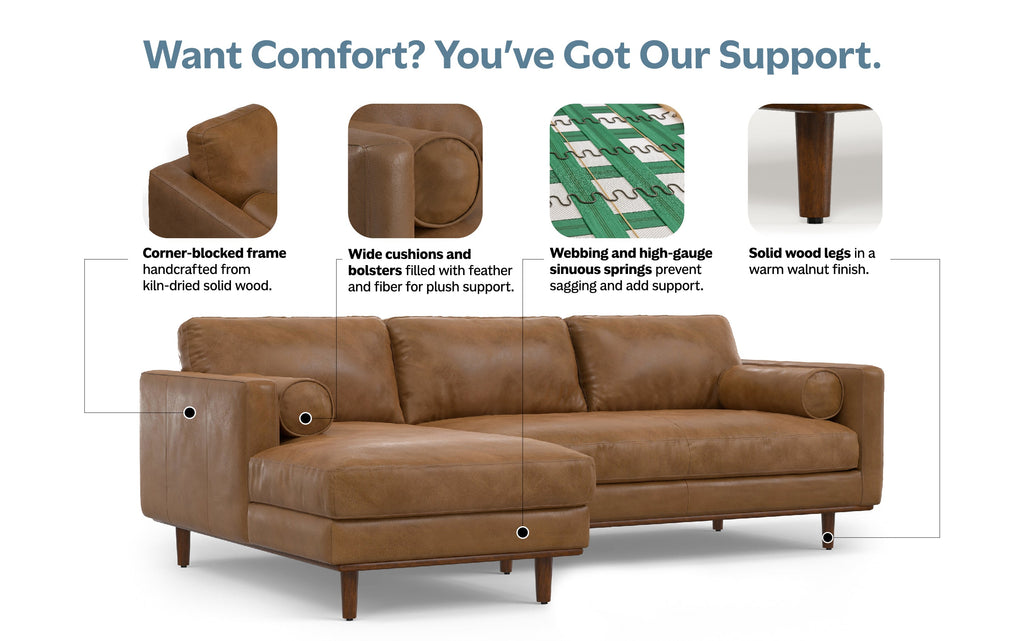 Morrison Left Sectional Sofa in Genuine Leather