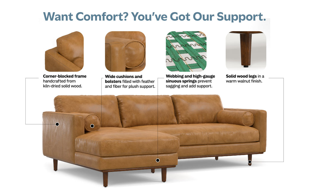 Morrison Left Sectional Sofa in Genuine Leather