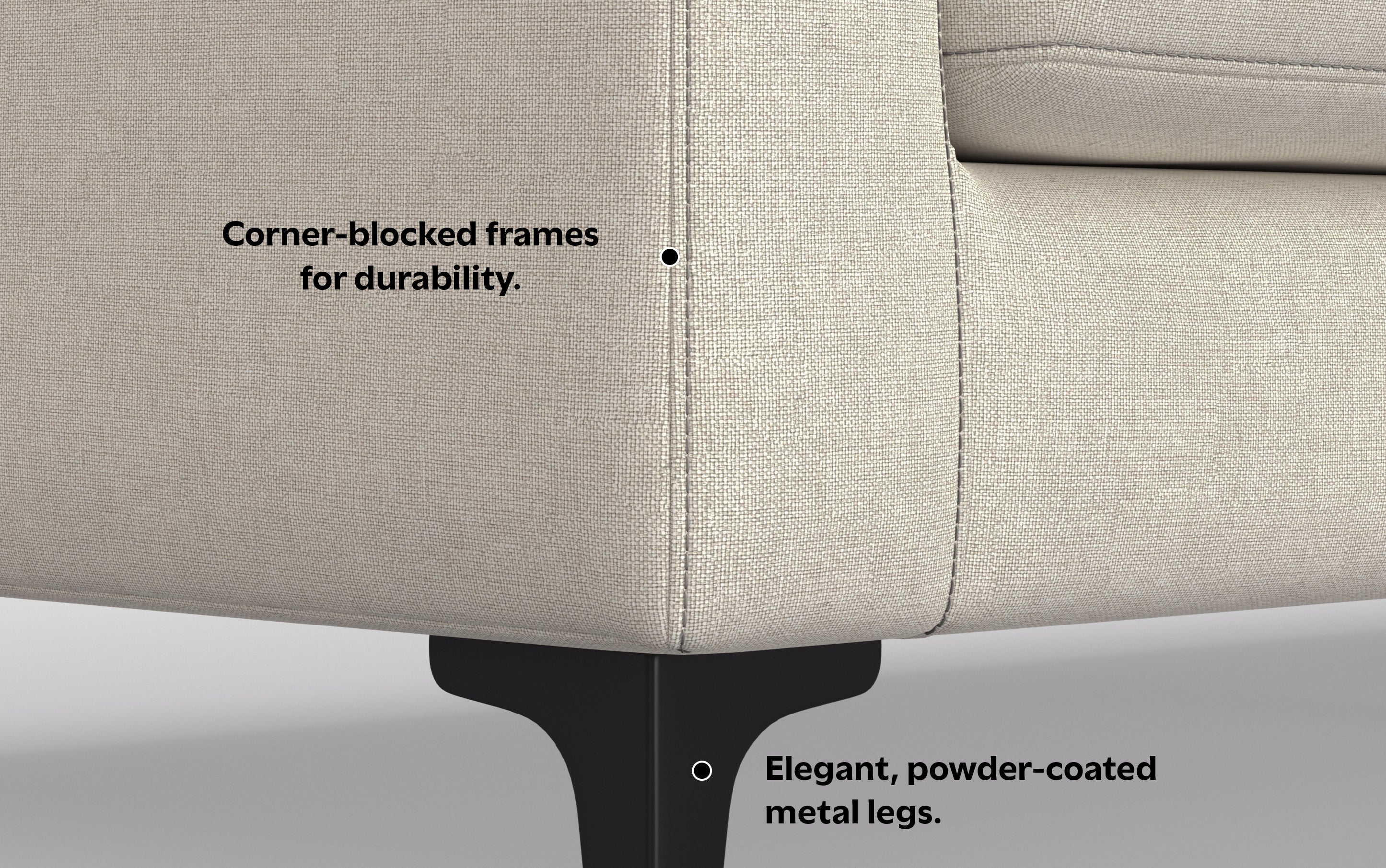 Ava 90 inch Mid Century Sofa