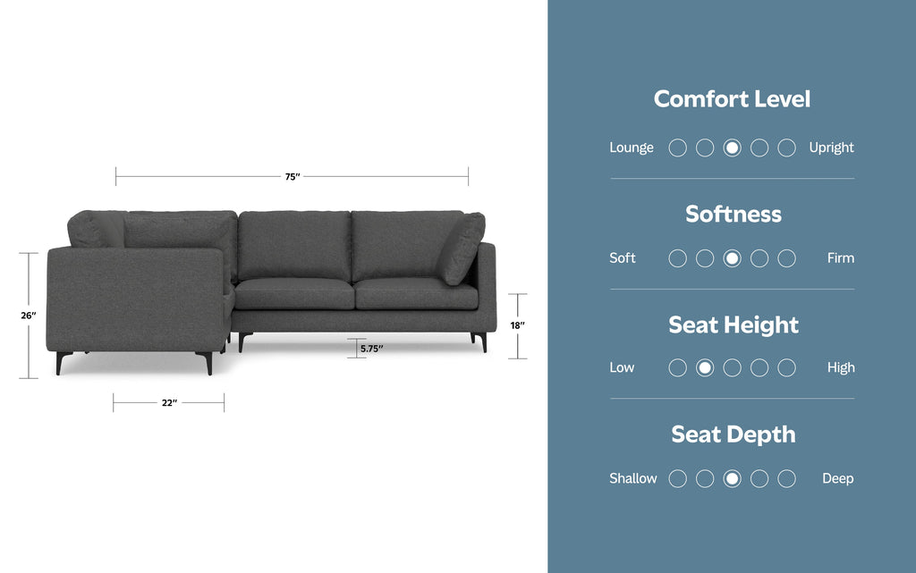 Ava Mid Century Corner Sectional Sofa